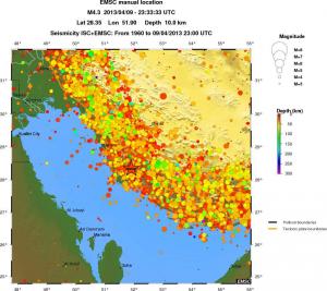 regional depth historical seismicity