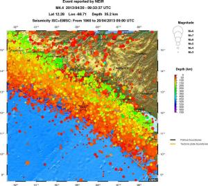 regional depth historical seismicity