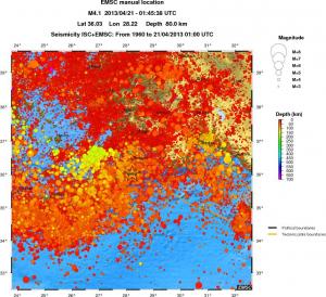 regional depth historical seismicity
