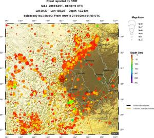 regional depth historical seismicity