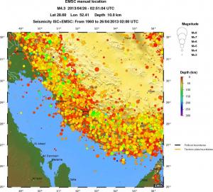 regional depth historical seismicity