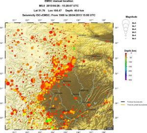 regional depth historical seismicity