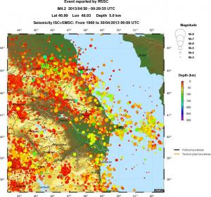 regional depth historical seismicity