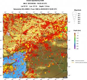 regional depth historical seismicity