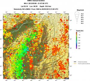 regional depth historical seismicity