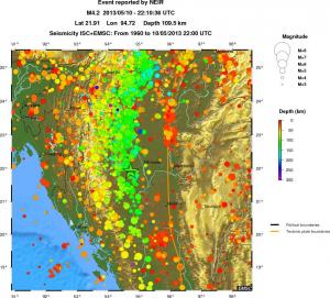 regional depth historical seismicity