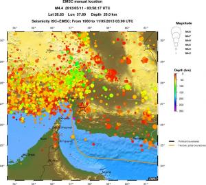 regional depth historical seismicity