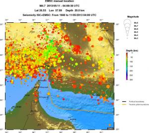 regional depth historical seismicity
