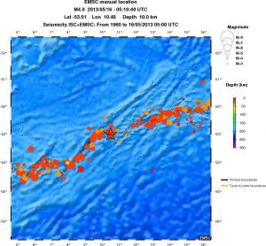 regional depth historical seismicity