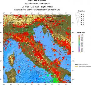 regional depth historical seismicity