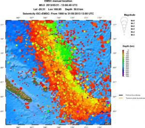 regional depth historical seismicity
