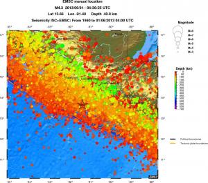 regional depth historical seismicity