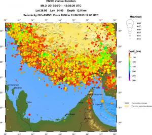 regional depth historical seismicity