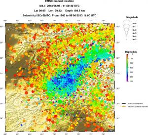 regional depth historical seismicity