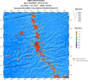 regional depth historical seismicity