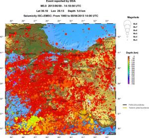regional depth historical seismicity