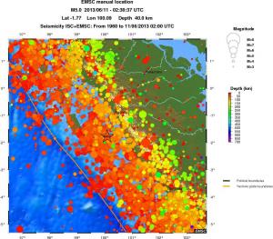 regional depth historical seismicity