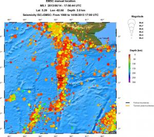 regional depth historical seismicity