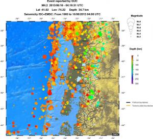 regional depth historical seismicity