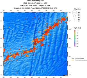 regional depth historical seismicity