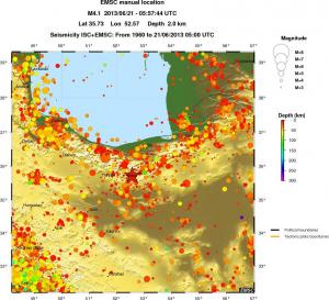 regional depth historical seismicity