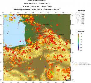regional depth historical seismicity
