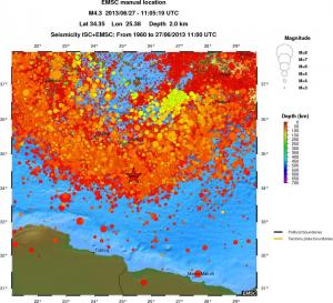 regional depth historical seismicity