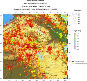 regional depth historical seismicity