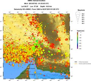 regional depth historical seismicity