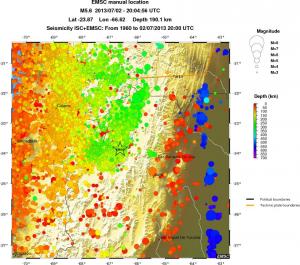regional depth historical seismicity
