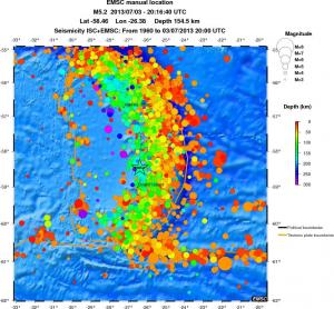 regional depth historical seismicity