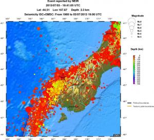 regional depth historical seismicity