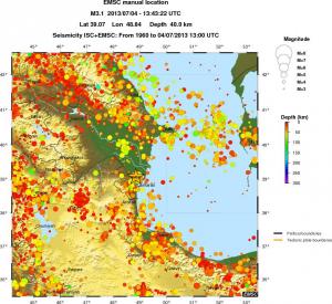 regional depth historical seismicity