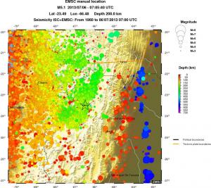 regional depth historical seismicity