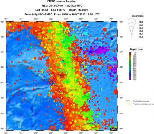 regional depth historical seismicity