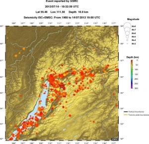 regional depth historical seismicity