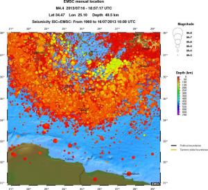 regional depth historical seismicity
