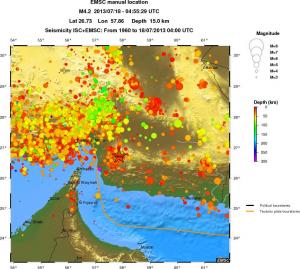 regional depth historical seismicity