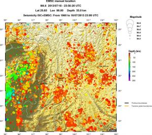 regional depth historical seismicity