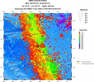 regional depth historical seismicity