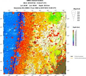 regional depth historical seismicity