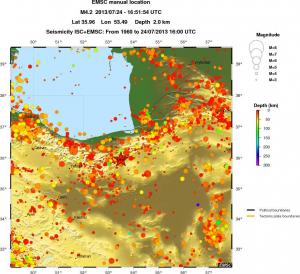 regional depth historical seismicity