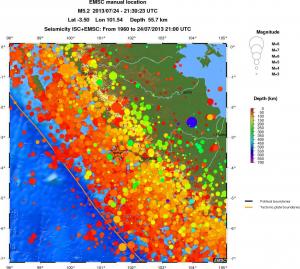 regional depth historical seismicity
