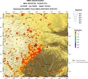 regional depth historical seismicity