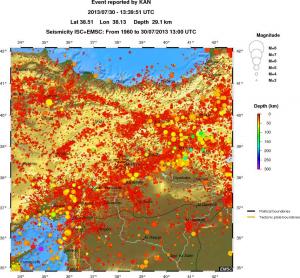 regional depth historical seismicity