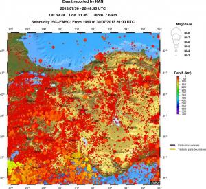 regional depth historical seismicity