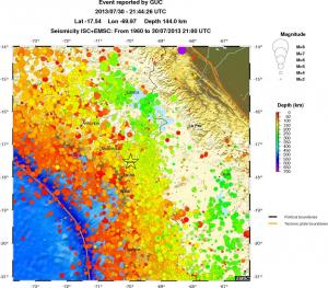 regional depth historical seismicity