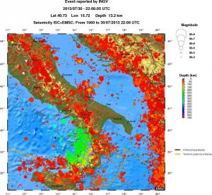 regional depth historical seismicity