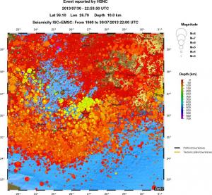 regional depth historical seismicity