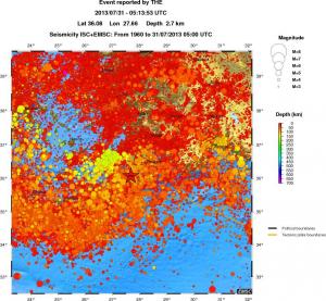 regional depth historical seismicity